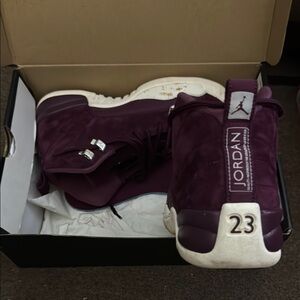 Jordan Purple and White High-Top Sneakers